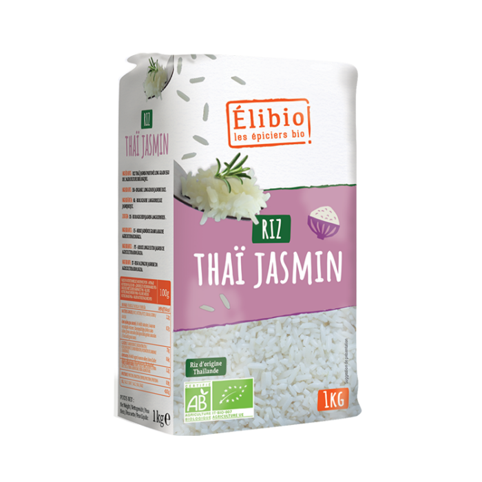 Riz thaï jasmin blanc bio 1 kg Origine Thaïlande