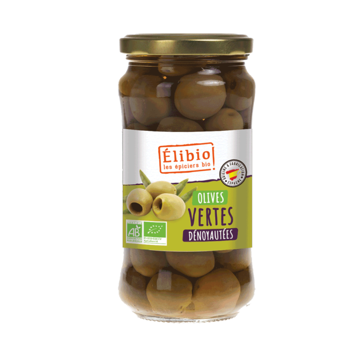 Olives vertes dénoyautées bio 170 g Origine Espagne