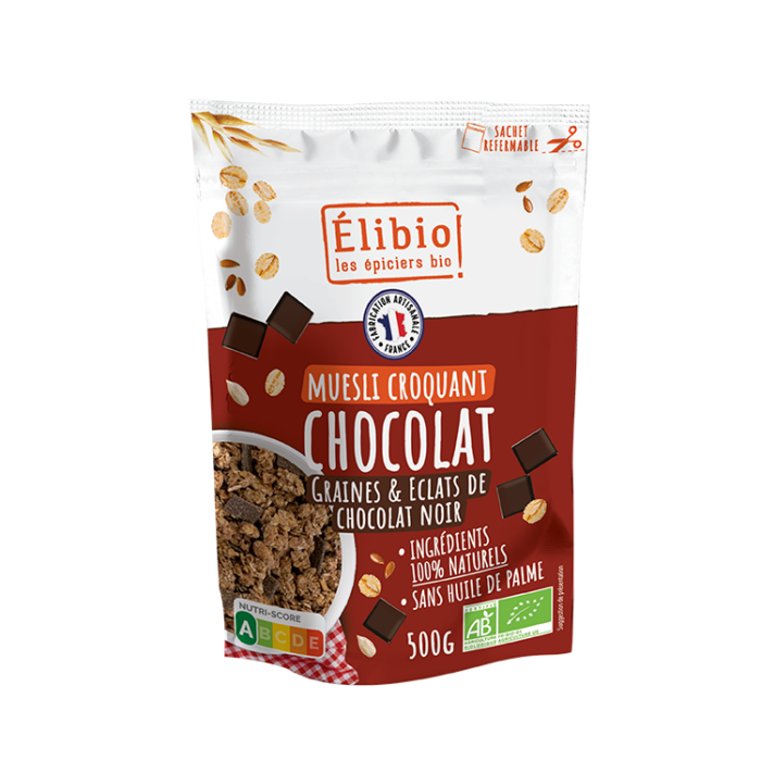 Muesli croquant au chocolat bio 500 g Fabrication France