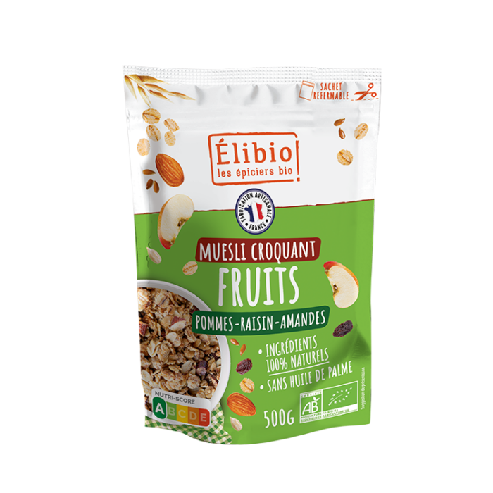 Muesli croquant aux fruits bio 500g Fabrication France
