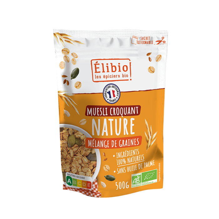 Muesli croquant nature bio 500 g Fabrication France