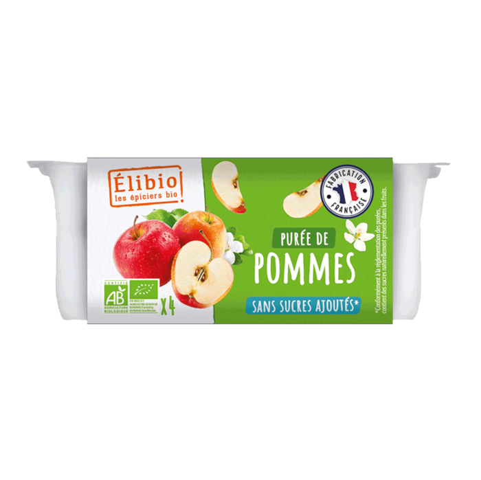 Purée de pomme sans sucre ajoutée bio coupelle 95 g Fabrication France