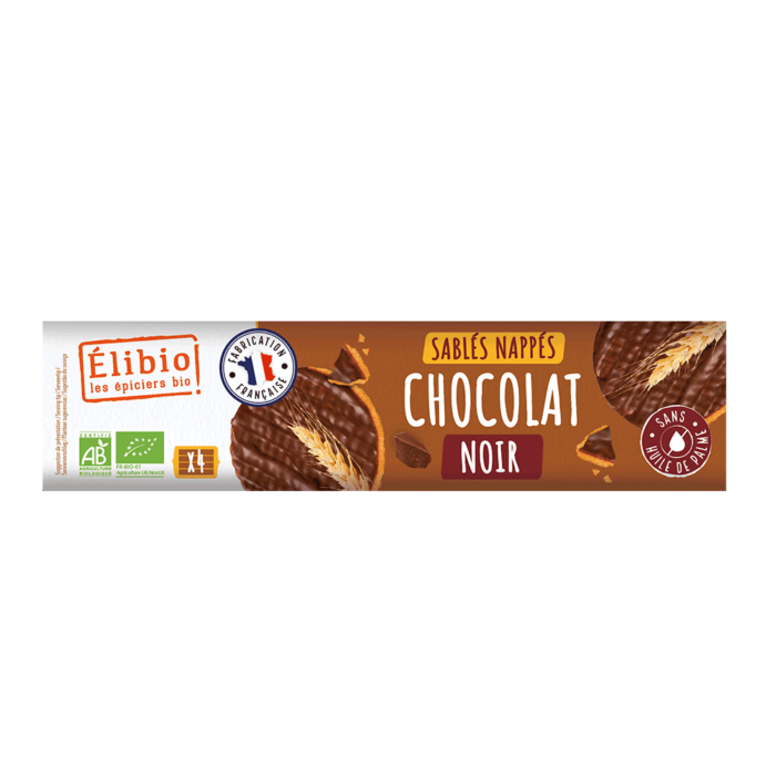 Biscuits sablés nappés au chocolat noir bio 160 g Fabrication France