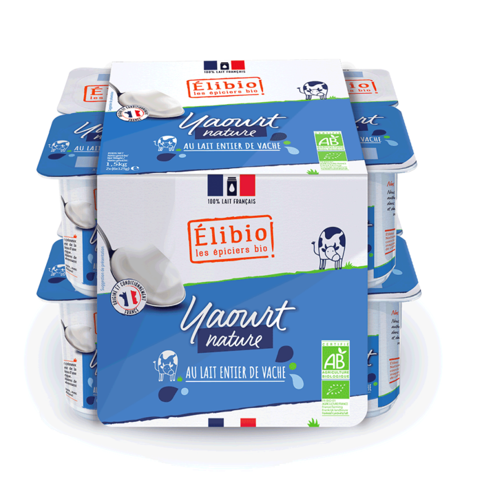Yaourt nature au lait entier bio 12x125g Origine France